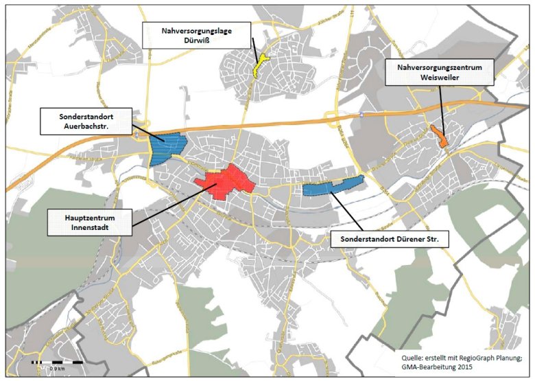 Zentrenstruktur in Eschweiler, GMA, Köln