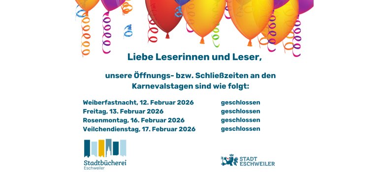 Öffnungszeiten Karneval 2026 - 1 Öffnungszeiten Karneval 2026 - 1